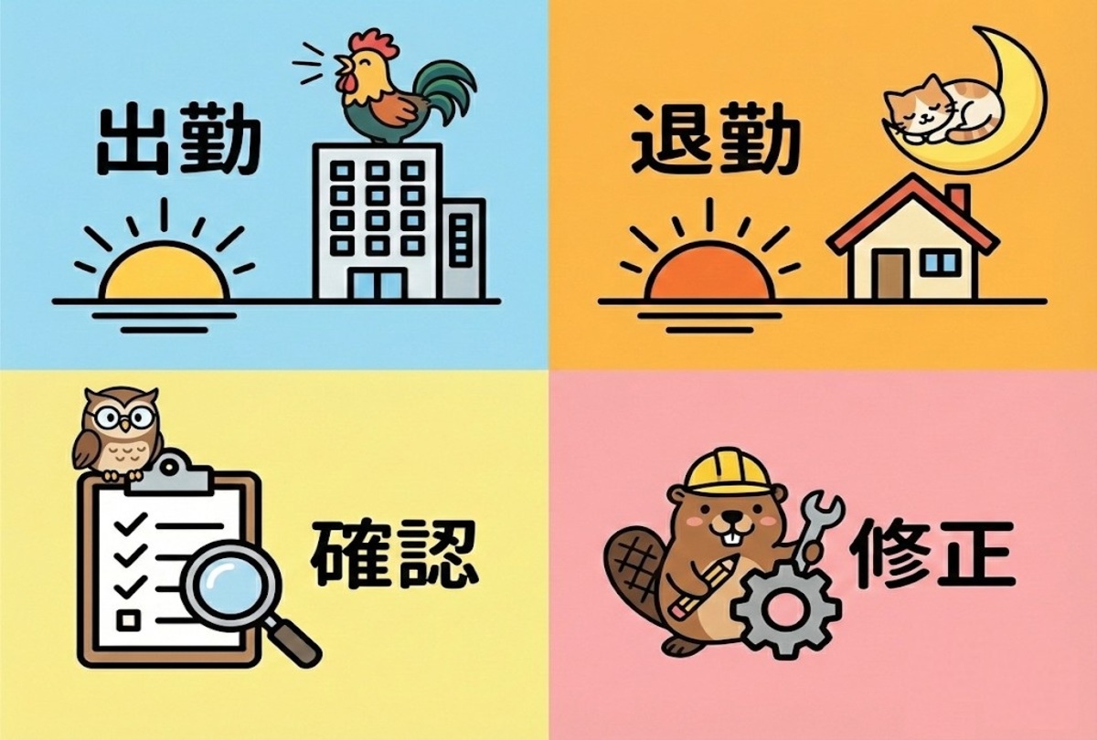 出勤・退勤・確認・修正 リッチメニュー